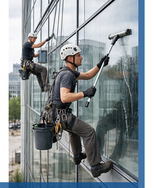 Мойка витражей альпинистами в Кропоткине от 760 р. под ключ|ВЫСОТНИК-Крп