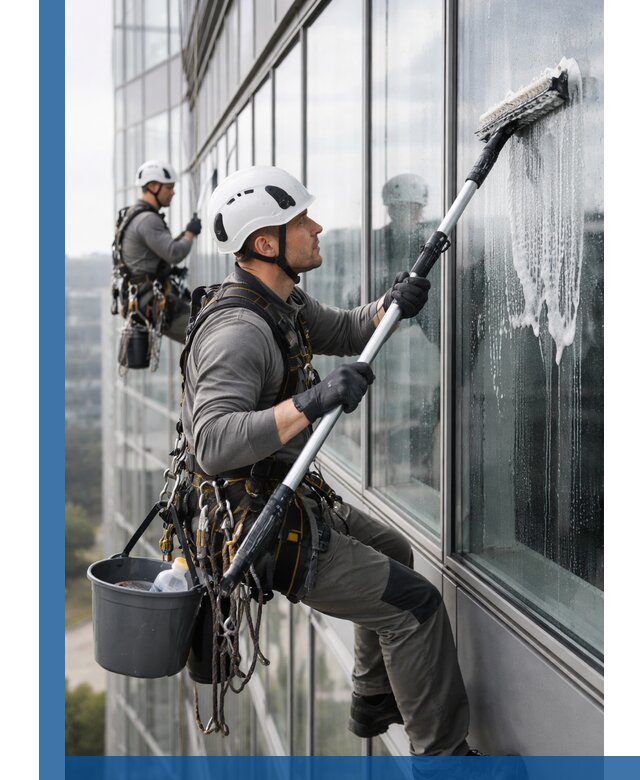 Высотная мойка сплошного остекления с выездом в Кропоткине