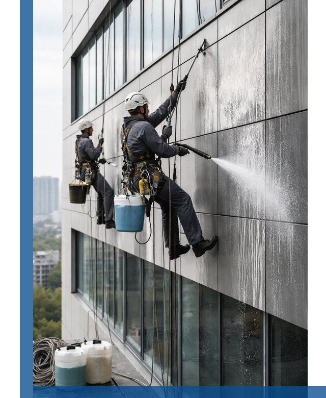 Профессиональная мойка вентилируемых фасадов в Кропоткине