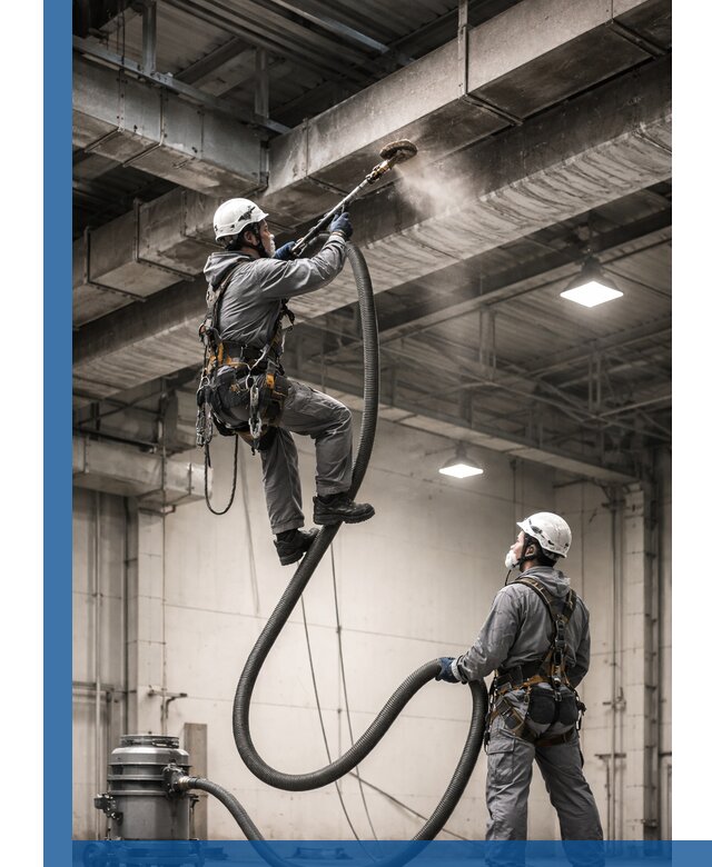 Обеспыливание потолочных конструкций в Кропоткине промышленным альпинизмом