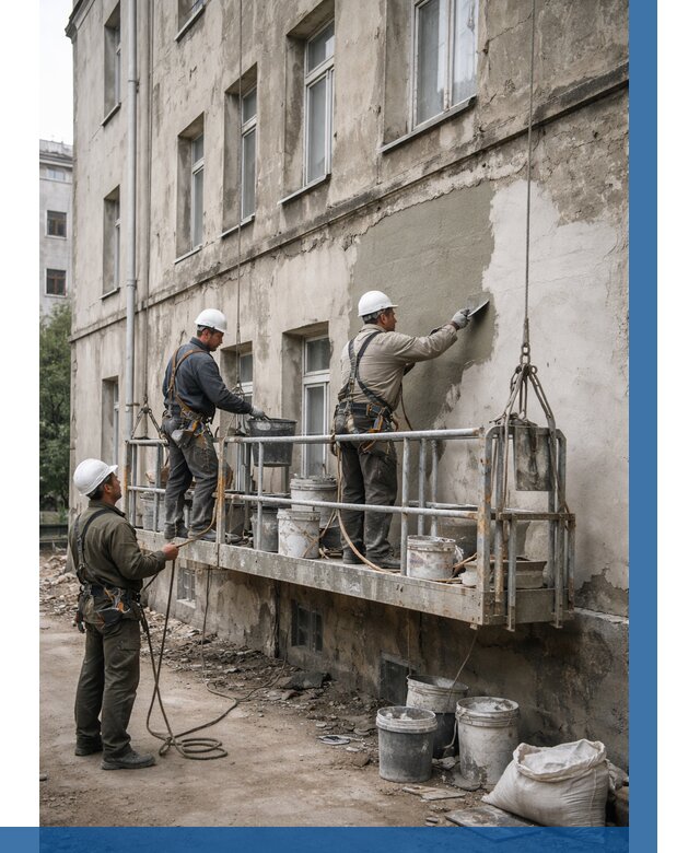 Капитальный ремонт фасада в Кропоткине от 4561 р. | ВЫСОТНИК-Крп