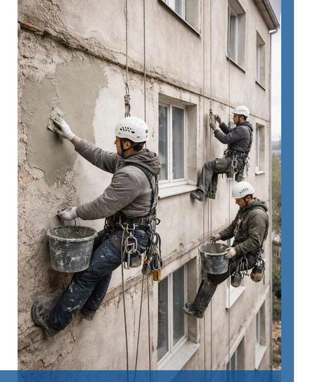 Ремонт штукатурного фасада в Кропоткине от 814 р. под ключ | ВЫСОТНИК-Крп