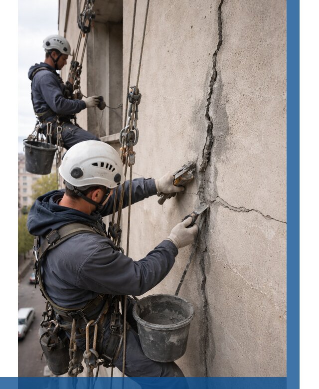 Заделка трещин на фасаде в Кропоткине от 977 р. | ВЫСОТНИК-Крп