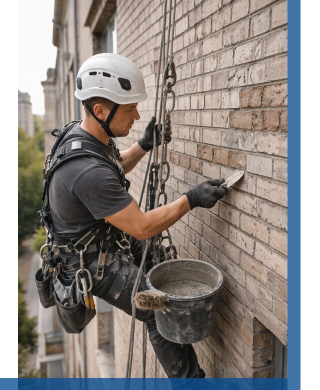 Ремонт кирпичной кладки фасада в Кропоткине от 1955 р. | ВЫСОТНИК-Крп