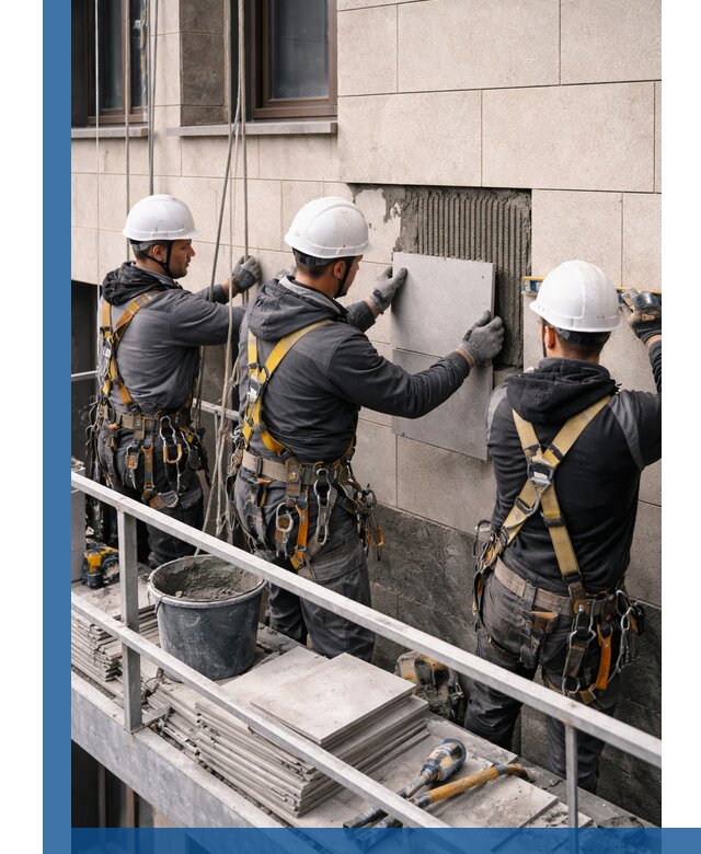 Ремонт облицовки фасада плиткой в Кропоткине с гарантией