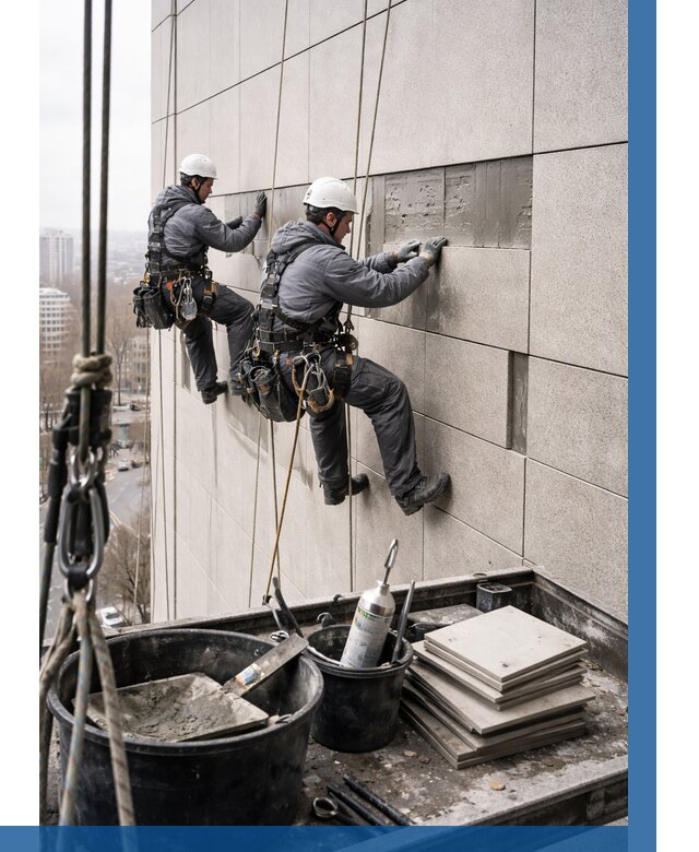 Ремонт фасада из керамогранита в Кропоткине от 2715 р. | ВЫСОТНИК-Крп