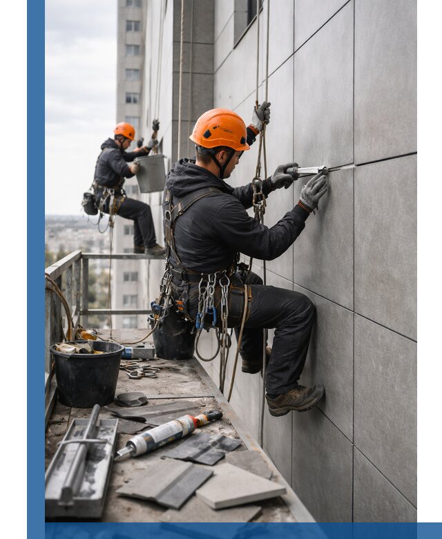 Профессиональный ремонт фасада из керамогранита в Кропоткине