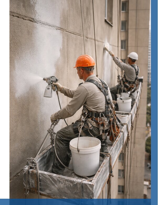 Грунтовка фасада на высоте в Кропоткине от 130 р. | ВЫСОТНИК-Крп