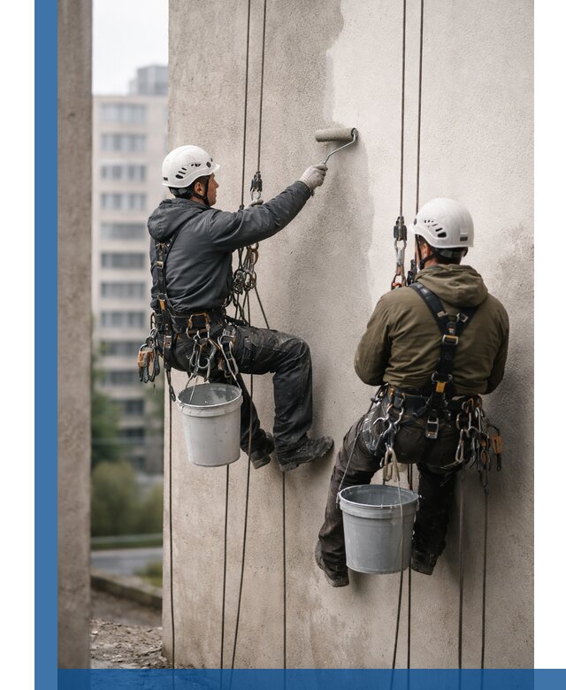 Покраска фасадов высотными альпинистами в Кропоткине с гарантией