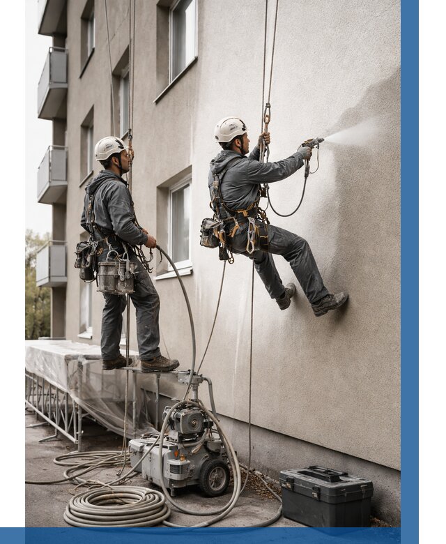 Безвоздушная покраска фасада в Кропоткине от 239 р/м² | ВЫСОТНИК-Крп