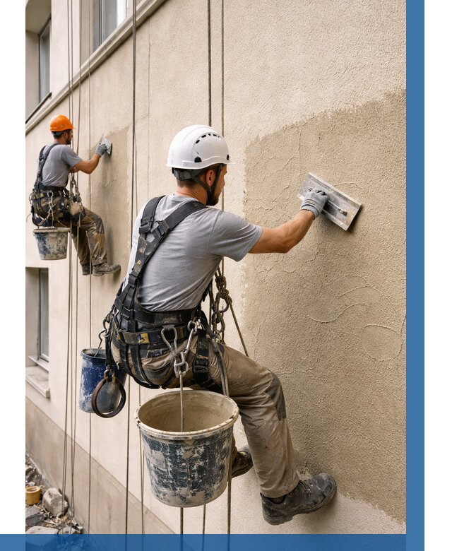 Декоративная штукатурка фасада в Кропоткине от 1303 р. | ВЫСОТНИК-Крп