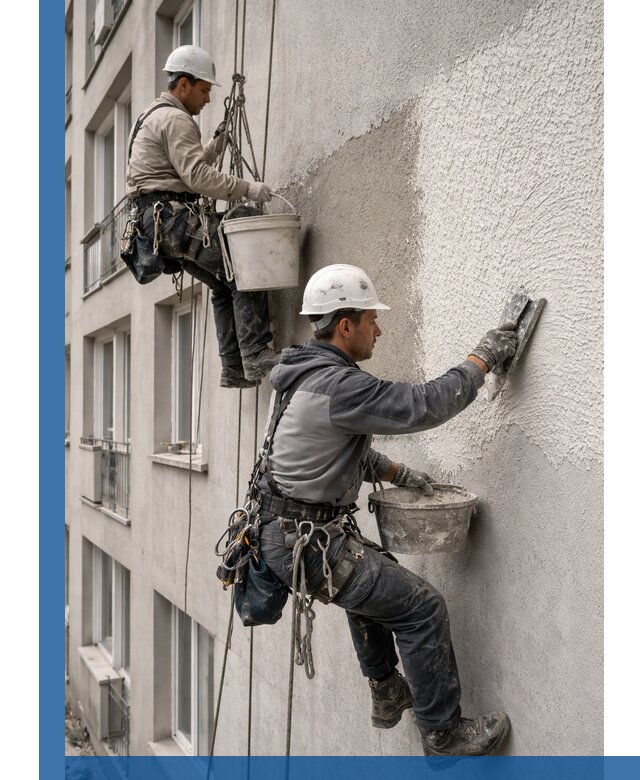 Нанесение декоративной штукатурки короед на фасад в Кропоткине