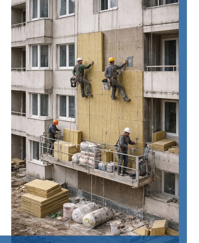 Утепление фасада минватой в Кропоткине от 1629 р. | ВЫСОТНИК-Крп