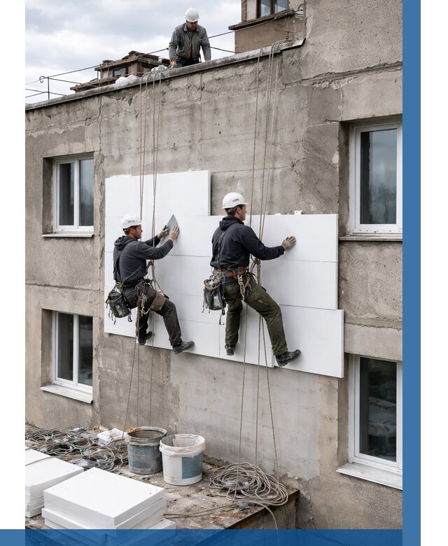 Утепление фасада пенополистиролом в Кропоткине от 1955 р. | ВЫСОТНИК-Крп