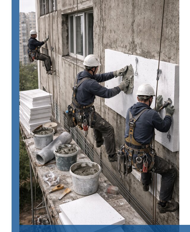 Утепление фасада пенополистиролом в Кропоткине под ключ