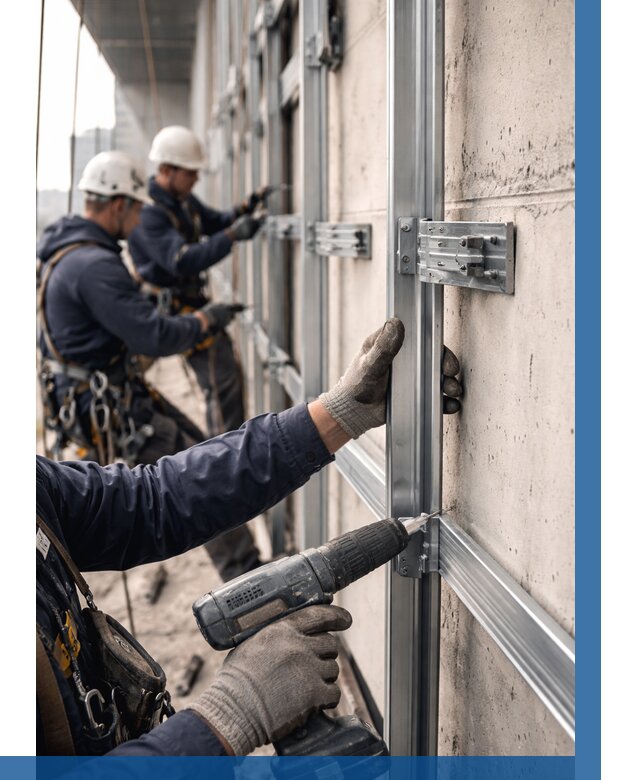 Монтаж подсистемы вентфасада в Кропоткине от 923 р. | ВЫСОТНИК-Крп