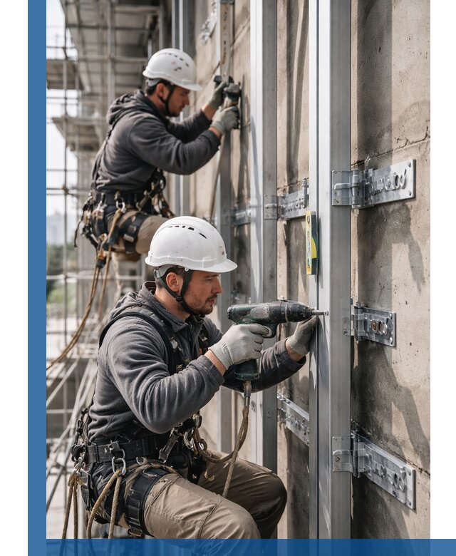 Монтаж и крепление подсистемы вентфасада в Кропоткине