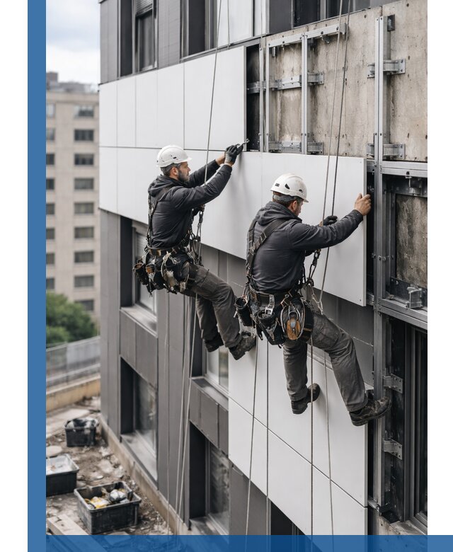 Монтаж композитных панелей фасада в Кропоткине под ключ