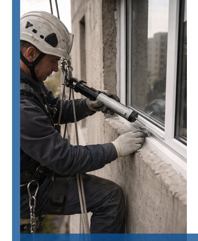 Герметизация оконных швов снаружи в Кропоткине профессионально