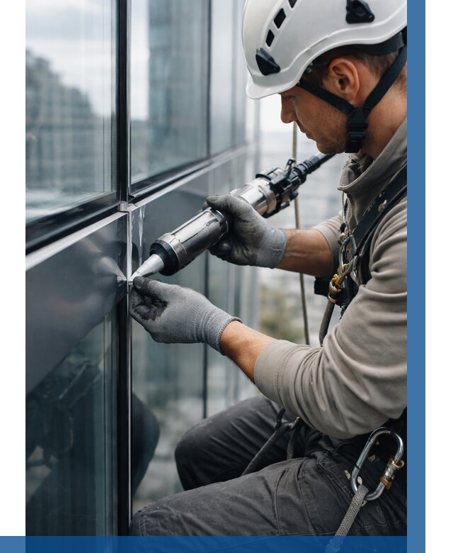 Герметизация стыков витража в Кропоткине от 1303 р. | ВЫСОТНИК-Крп