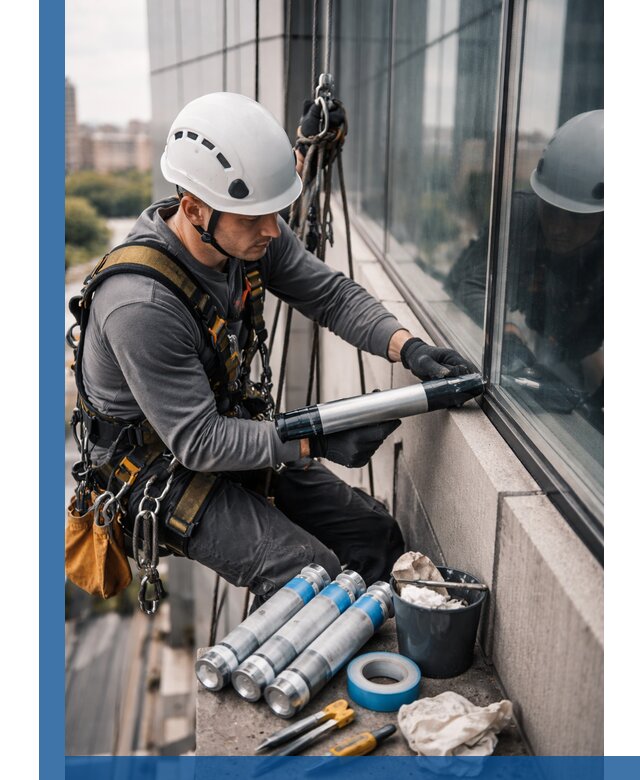 Герметизация стыков витража в Кропоткине для герметичных фасадов