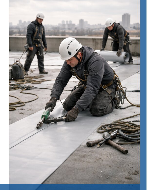 Ремонт мембранной кровли в Кропоткине от 1955 р./м2 | ВЫСОТНИК-Крп