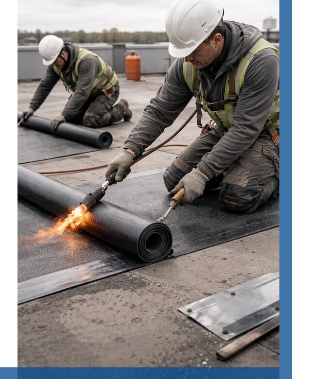 Монтаж наплавляемой кровли в Кропоткине от 923 р. — ВЫСОТНИК-Крп