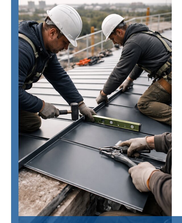 Монтаж фальцевой кровли в Кропоткине для промышленных зданий