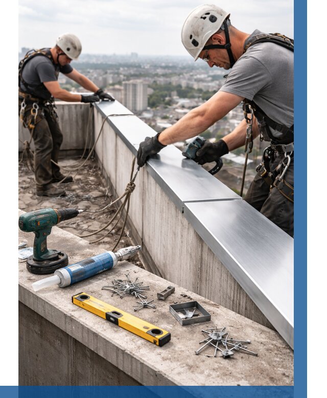 Монтаж парапетных крышек в Кропоткине от 869 р. | ВЫСОТНИК-Крп