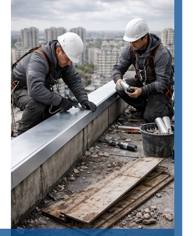 Замена парапетных крышек под ключ в Кропоткине от 1303 р. | ВЫСОТНИК-Крп