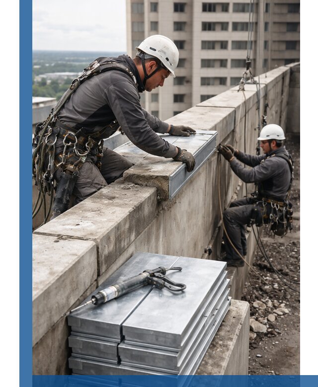 Замена парапетных крышек и установка новых в Кропоткине