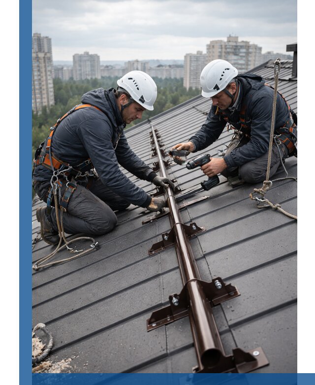 Монтаж снегозадержателей на кровле зданий в Кропоткине под ключ