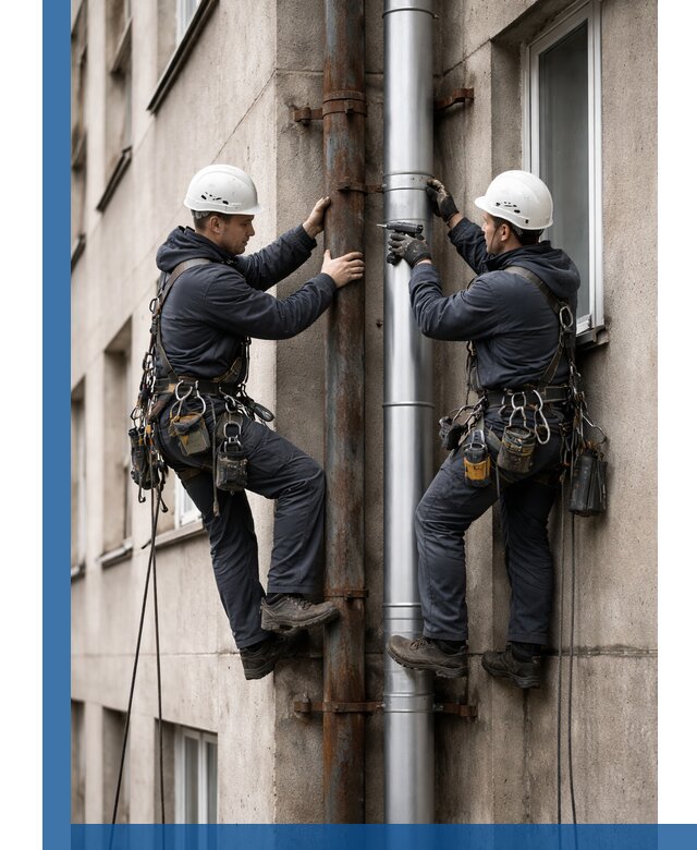 Замена водосточных труб в Кропоткине: монтаж и демонтаж под ключ