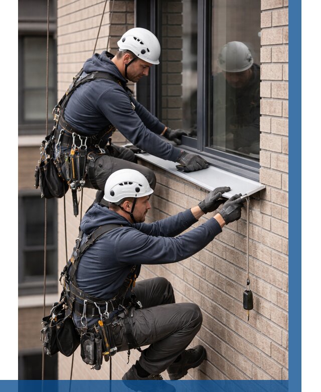 Монтаж оконных отливов под ключ в Кропоткине от 3801 р. | ВЫСОТНИК-Крп