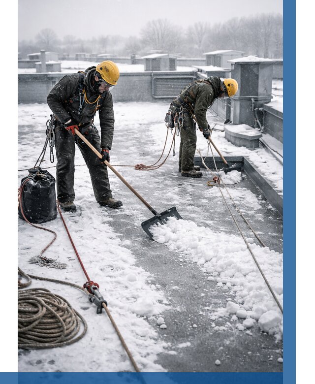 Очистка крыши от снега в Кропоткине от 8144 р. | ВЫСОТНИК-Крп