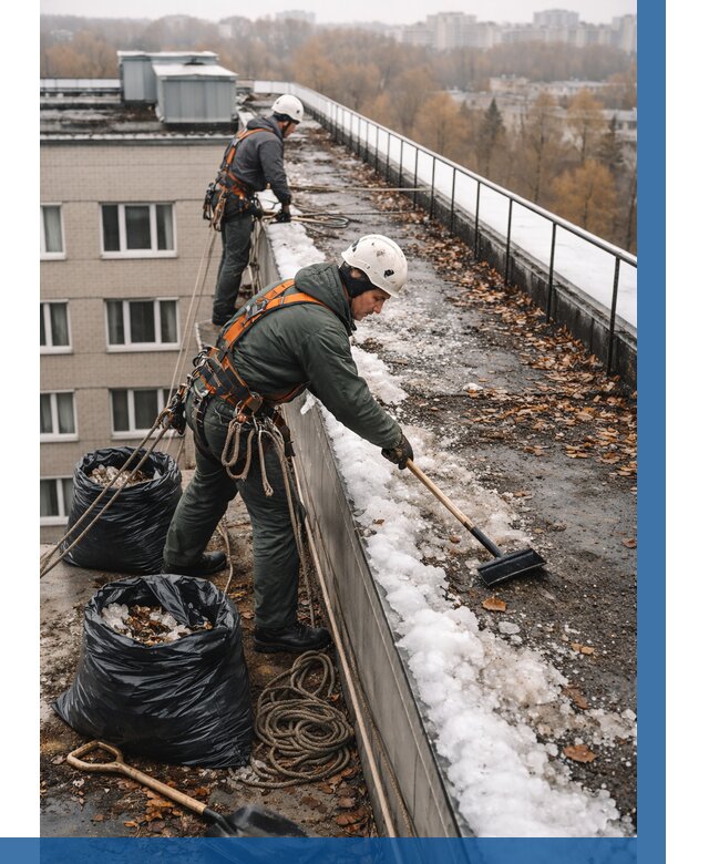 Очистка кровли по периметру в Кропоткине от 597 р. | ВЫСОТНИК-Крп