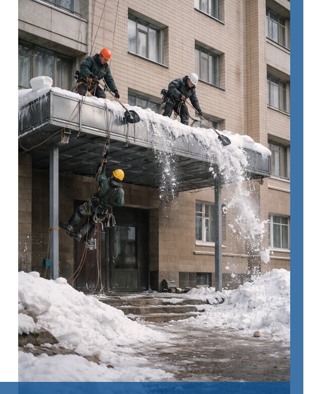 Очистка козырьков от снега в Кропоткине от 3801 р. | ВЫСОТНИК-Крп