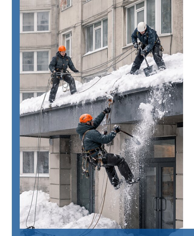 Безопасная очистка навесов от снега в Кропоткине круглогодично