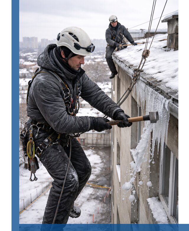 Сбивание и удаление сосулек с крыши в Кропоткине безопасно
