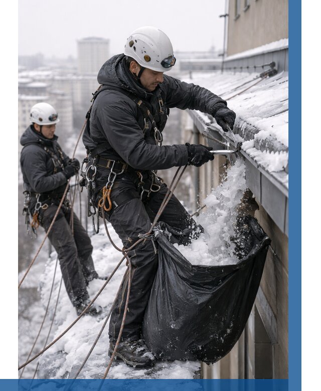 Аварийная очистка крыши в Кропоткине под ключ от 326 р. | ВЫСОТНИК-Крп