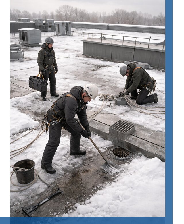 Абонентское обслуживание кровли зимой в Кропоткине от 8687 р. | ВЫСОТНИК-Крп