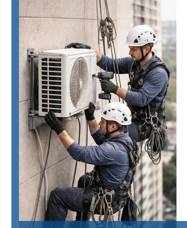 Монтаж внешнего блока кондиционера в Кропоткине установка и крепление