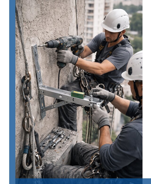 Установка кронштейнов кондиционера и крепежа в Кропоткине