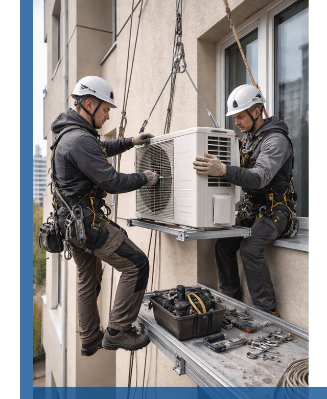 Перенос внешнего блока кондиционера в Кропоткине с монтажом и крепежом