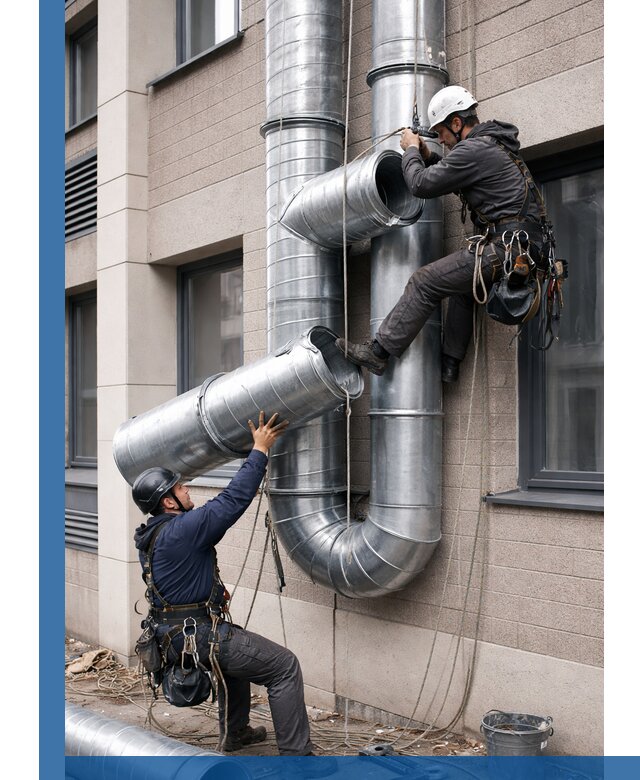 Монтаж фасадных воздуховодов в Кропоткине с герметизацией и крепежом
