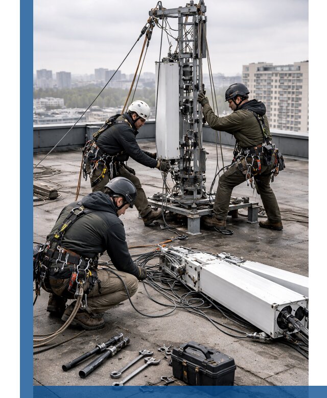 Демонтаж антенн на крыше зданий в Кропоткине с гарантией