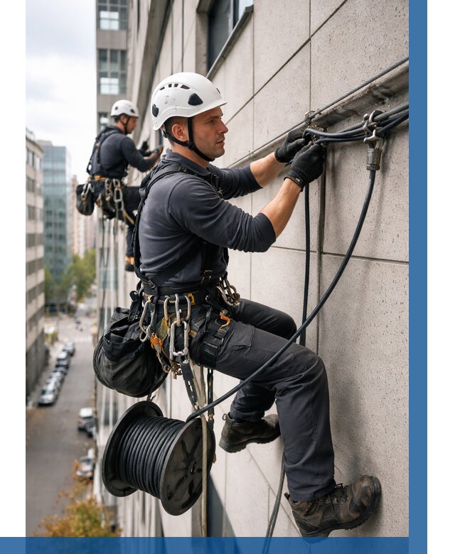 Прокладка кабеля по фасаду в Кропоткине от 380 р. | ВЫСОТНИК-Крп