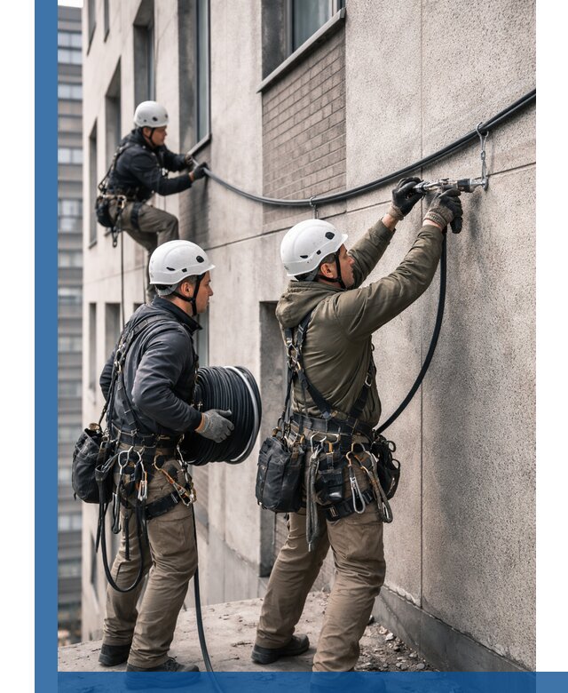 Прокладка кабеля по фасаду в Кропоткине, профессиональный монтаж