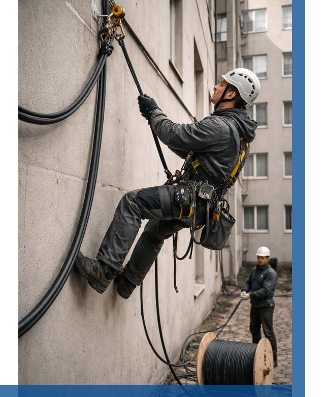 Протяжка кабеля питания на высоте в Кропоткине от 489 р. | ВЫСОТНИК-Крп