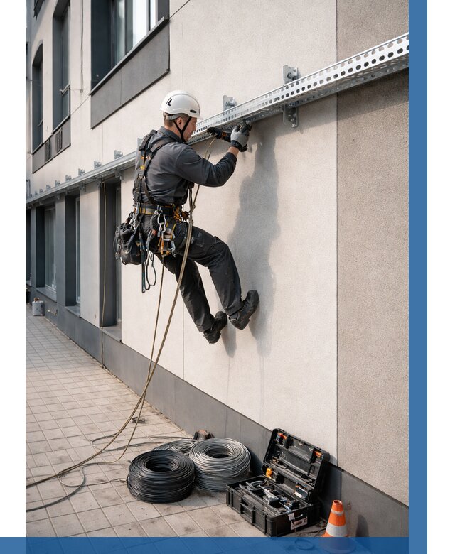 Монтаж кабельных лотков на фасаде в Кропоткине от 1303 р. | ВЫСОТНИК-Крп